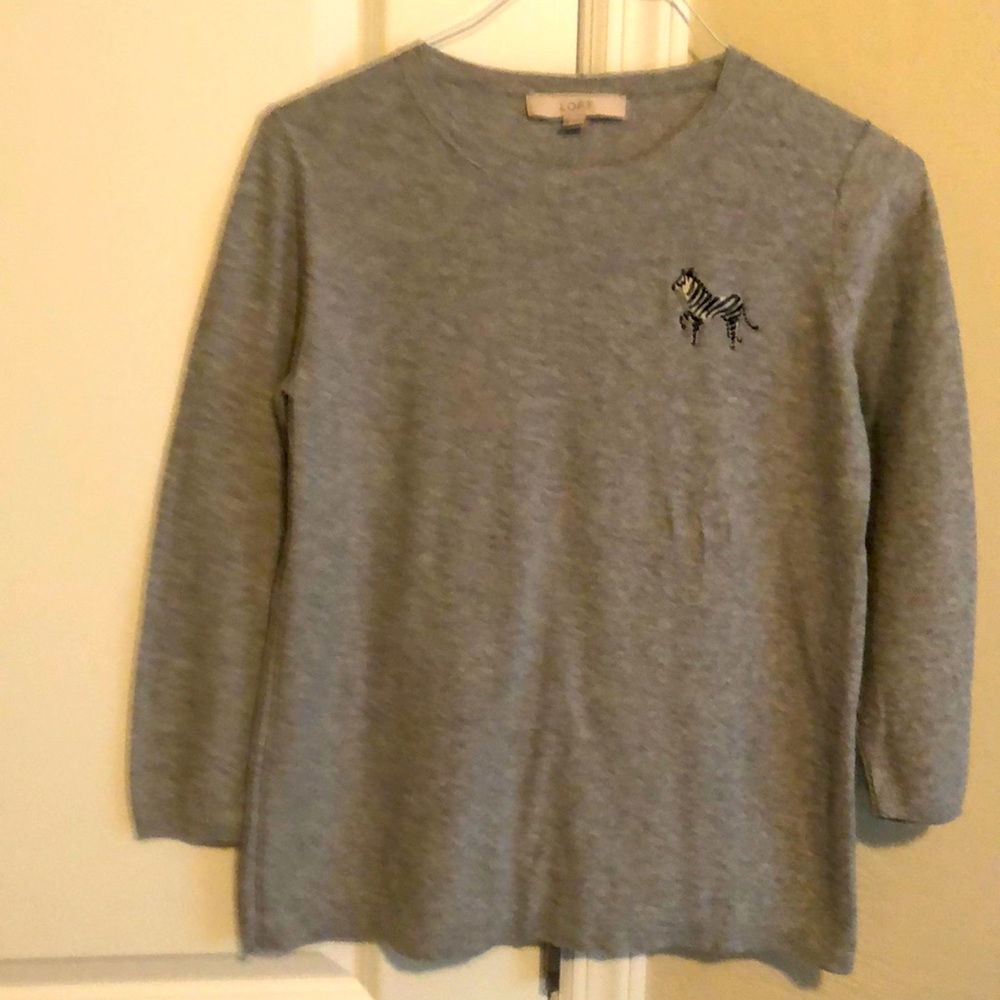 LOFT 3/4 sleeve sweater with embroidery